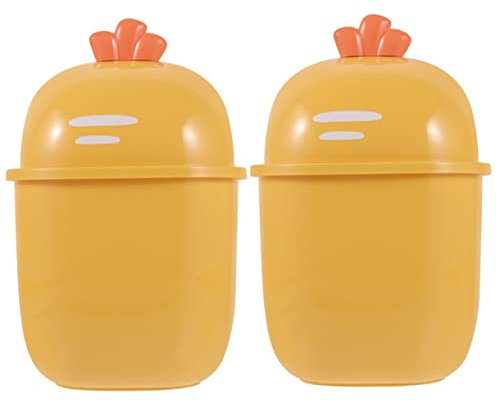 OFFSCH 2St Mini-Mülleimer Tischabfalleimer garbage disposal dustbin Kleiner Abfallbehälter mit Deckel Cartoon-Mülleimer Büro kleiner Mini-Papierkorb für den Schreibtisch Plastik