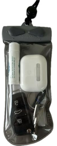 Aquapac Keymaster++ - Custodia per chiavi auto per nuoto, surf o kayak – Portamonete stagna sott'acqua – Custodia per il trasporto in plastica – Custodia per carte di credito, grigio, Keymaster ++,