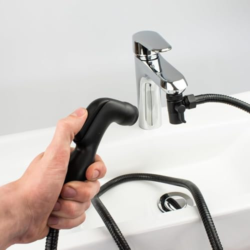 Xcel Home Black Portable Travel Douche Set Handheld Bidet Spray Kit for Hygiene & Cleaning Connects to Bathroom Mixer Taps Brass Shattaf Shower Head for Pets & Washing