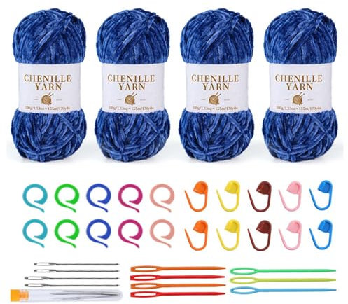 Tmboryuu 4PCS Baumwollhäkchengarn Mit Strick Accecsories Für Anfänger Weiche Babydecke Garn Zum Häkeln Von Deckenpullover