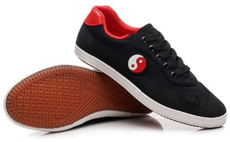 Chaussures de Tai chi pour Homme Femme Chaussures Art Martiaux,Chaussures De Taekwondo De Boxe Karaté,Chaussures Art Martiaux,Non Slip Léger Canvas Chaussures Kung Fu(Size:38EU,Color:Noir)