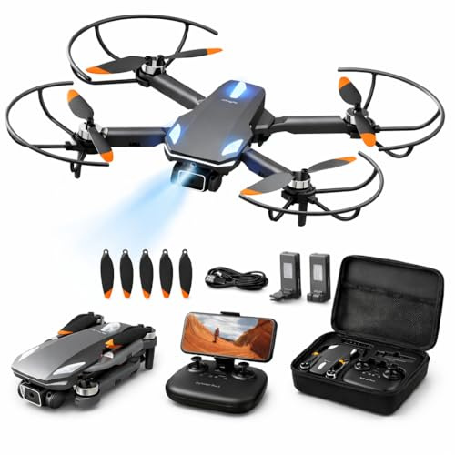 Drone with Camera 1080P for Kids and Adults, RC Quadcopter Foldable Drone for Beginners, Toys Gifts for Boys and Girls (Black)