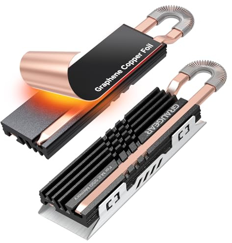 GRAUGEAR HeatPipe-kylfläns för M.2 NVMe SSD (2280), för PC, datorminnesexpansion, med termoklistermärke av graphkoppar (för PC)