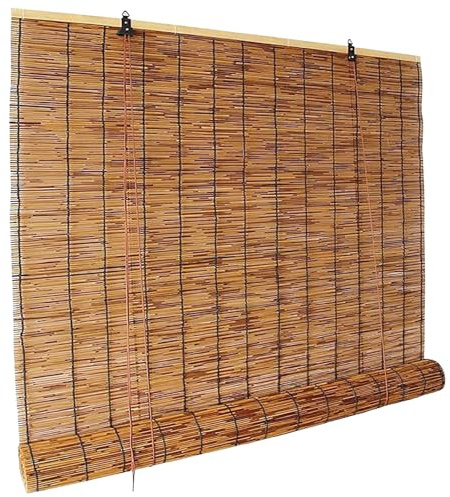 Tende da sole in bambù for patio all'aperto, tende a rullo in canna naturale, tende da finestra romane for interni, senza fili, facili da installare, tende avvolgibili for la privacy(105 x 230 cm)