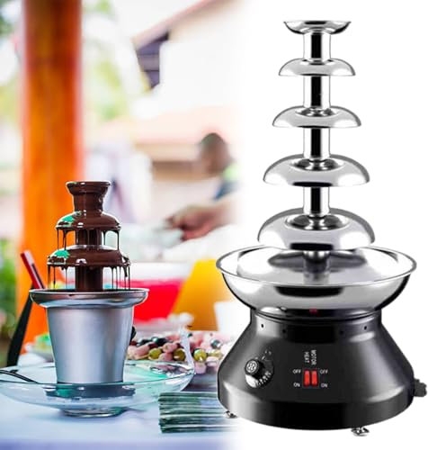 GESAIDES Fontaine à Fondue au Chocolat électrique en Acier Inoxydable pour Fête d'anniversaire, Mariage, Célébration, Chocolat,5tiers-Black