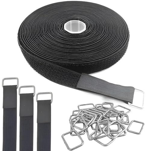 10m×2cm Klettband,Klettkabelbinder,Kabel Klettband,Klettverschluss Band,Kabelbinder Klett,Klett Kabelbinder,Mit 50 Metallschnalle,Freies Schneiden,Zum Organisieren Ihrer Kabel, Schnüre, Schläuche Usw