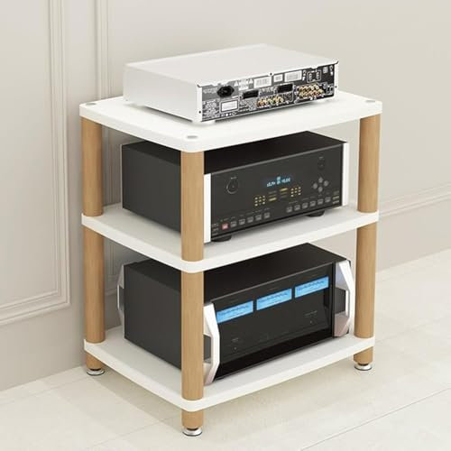 MegLob Av Media Stand, Estante De Reproducción De Discos Profesional, Muebles De Gabinete Estéreo De Servicio Pesado, Soporte De Consola De Videojuegos Para Sala De Juegos,White 60 * 48 * 67cm
