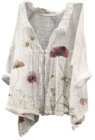 Schluppenbluse Damen, Outlet Angebote Sale, Leinenbluse Leinen Shirt Leinenhemd Langarm Tshirt V Ausschnitt Bluse Tunika Große Größen Oberteile Sommeroberteile Sommerblusen Leicht