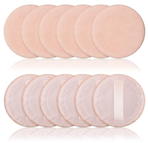 12 Stück Velours Gesicht Puderquaste Runde Powder Puff Makeup Baumwollpuderquaste Waschbar Makeup Puderquaste Setting Powder Werkzeug für Loses Puder Rouge Gepresstes