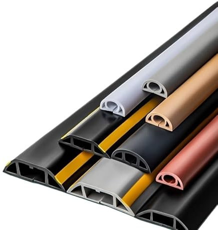 L6NqIAG Couvercle de câble de Sol, Protecteur de Cordon en PVC, Protecteur de câble d'alimentation Auto-adhésif, Couvercle de câble, Cache-Fil Passe Câble Sol(Brown D30,1 Meter)