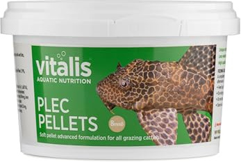 Vitalis Plec Pellets 8mm 160g (5.64 oz) Sinking Algae-Based Diet for Large Plecos & Bottom Feeders - Supports Health, Natural Grazing & Water Clarity