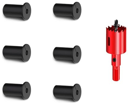TuTuYa 6PCS 3/4 Inch Wall Grommets Black Cable Grommet for Starlink Wall Cable, Silicone Cable Wall Pass, Anti-Slip Wall Grommets for Starlink Cables, with 1PC 3/4 Inch Hole Saw