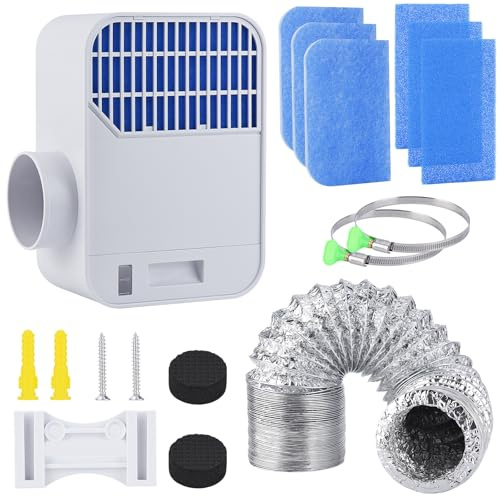 TenYoDaZonify 3-in-1 Indoor Dryer Vent Kit,Upgrade Energy Efficient Dryer Lint Trap,6 Polyester Filter&10ft Dryer Vent Hose & Water Drawer System for Electric Clothes Dryers，Enhanced Air Quality