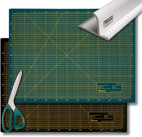 Victor A2 skärmatta set grön svart 45 x 60 cm 3 lager självläkande skärmatta set professionell skärmatta med sax och skärlinjal 52 cm aluminium