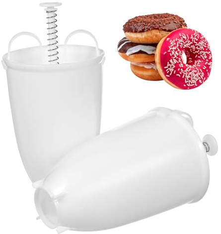 SMASOLO 2pcs Manual Donut Maker Mold DIY Baking Tool for Donuts Biscuit Stamp White Portable Doughnut Mold for Home and Shop Use