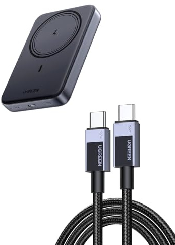 UGREEN Nexode Power Bank Magnetico 10000mAh con UGREEN 100W Cavo USB C PD 3.0, Cable Type C Ricarica Rapida 20V 5A 1M