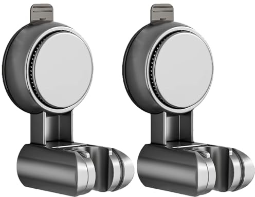 2 Pezzi Supporto per Sifone Doccia Regolabile, Supporto per Soffione Doccia Senza Foratura, Rimovibile Supporto per Doccetta per Bagno (Grigio)
