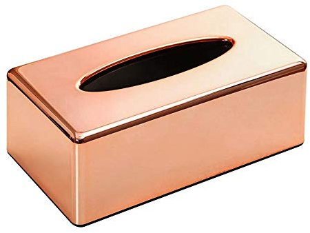 Taschentuchspender, Umweltfreundlich ABS Rechteckige Taschentuchbox Kosmetiktücher Kosmetiktücherbox Tücherbox Kosmetikbox Kosmetiktücher Box für Zuhause Büro Auto Roségold
