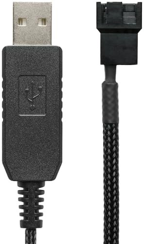 CRJ Electronics Câble adaptateur d'alimentation 4041 pleine vitesse 12 V USB vers ventilateur PC 3 broches et 4 broches, noir