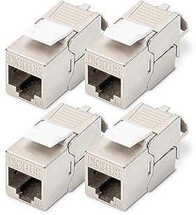 DIGITUS Modulo Keystone Cat-6A schermato - 4 pezzi - Jack RJ45 - 500 MHz 10GBase-T - AWG 26-22 - Progettabile - Con fascetta - Montaggio senza attrezzi