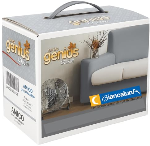 BIANCALUNA - Coppia di Copricuscini in tessuto bielastico Genius tinta unita Anti Macchia - pack 2 unità per cuscini da 50 a 70 cm - Sassi
