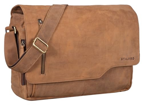 STILORD Ledertasche für Herren Cognac - Aktentasche mit 15.6 Zoll Laptopfach - Frauen & Männer Business-Tasche für Office, Uni & Büro - Umhängetasche Marlon