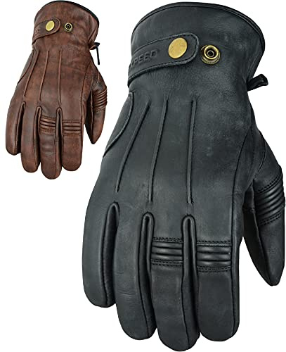 Texpeed Mens Leather Motorcycle Soft Lightweight Warm Gloves | Black: M | EN 13594 Motorbike Soft Gloves, Genuine Cowhide Leather, Lightweight, Short Cuffed Biker Style, Water Resistant