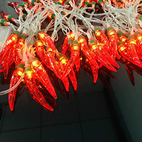 Riaxuebiy Rot Chili Lichterketten 80 LED Seil Feen Nachtlicht Pfeffer Chili Lampen USB Warmweiß für Weihnachten Hochzeit Urlaub Party Dekoration (Chili-B, USB)