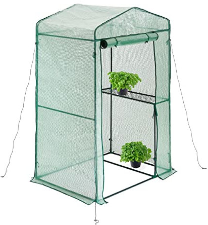 Relaxdays Serra da Giardino, Orto Verticale, Porta Avvolgibile, per Coltivare Pomodori, Ferro e PE, 185x125x95 cm, Verde