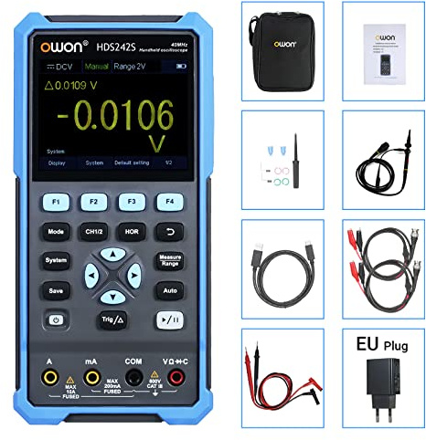 HDS242S Oscilloscope numérique portable avec fonction générateur Wareform 40 MHz 3 en 1 2 canaux Multimètre numérique True RMS
