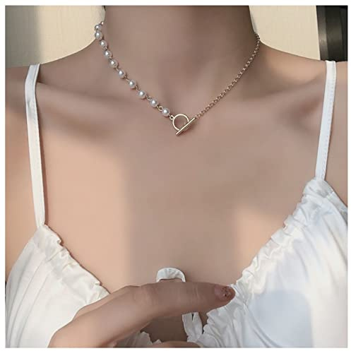 Cimenexe Bohème Perlenkette Kette Asymmetrisch Perlen Bar Choker Halskette Station Perlenkette Halskette Gold Toggle Clasp Halskette Choker Schmuck Für Frauen Und Mädchen