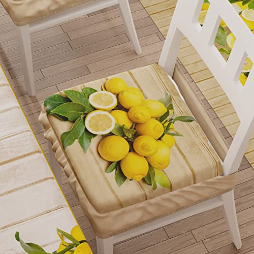 PETTI ARTIGIANI ITALIANI – Juego de 2 Cojines para Sillas de Comedor con Elástico, Fundas Silla Comedor y Cocina, Microfibra, 40x40 cm, Diseño Limones, Hecho con Amor y Pasión en Italia