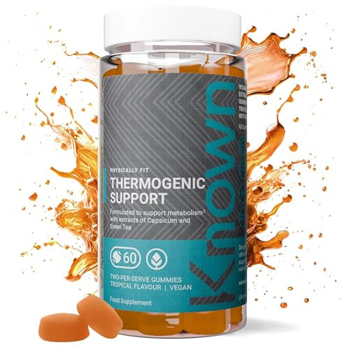 Known Thermogenic Support Gummies – Tropical Flavour – Vegan Gummy Supplement with Chromium, Green Tea, L-Tyrosine & Choline – Weight Management, Metabolism & Energy – 1 Month Supply – For Men & Women