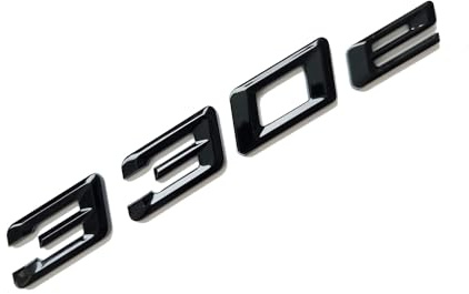 MCK Auto - 330e schwarz glänzend Kotflügel vorne hinten schwarz Badge Logo Kofferraum Emblem Aufkleber Kleber Tuning