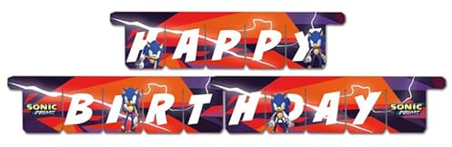 BeenSmile, Girlande Geburtstag Sonic Prime, Happy Birthday Girlande, Geburtstagsdekoration für Kinder, Party, Geburtstag und Feiern, 1 Stück
