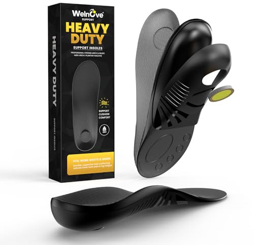 Welnove Plantar Fasciitis Relief Insoles - High Arch Support Inserts - Shoe Inserts for Women & Men - Planter Facetious Relief Support Inserts - Heel Spur Relief Products - Women‘s 7.5-9， Men’s 7-8.5