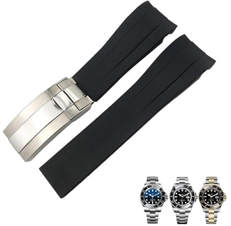 ORKDFJ Ersatz-Uhrenarmband aus Silikonkautschuk, 21 mm, für Rolex Deepsea Sea-Dweller 126660, Blau/Schwarz, Tauchsportarmband, kostenloses Werkzeug