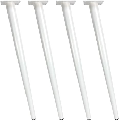 SZLXJMFL Weiß Möbelfüße, Mobelbeine Metall 4 Stück Tischbeine Grundhöhe: 10-100cm Schräge Kegel Fernsehschrank Beine Sofasfüße Sockelfuß Schränke Möbelfüsse Galvanischer Mit Schrauben-55cm/21.6in