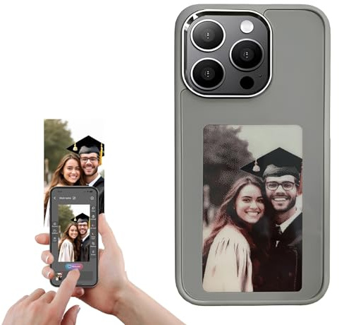 HabiWell DIY E-Ink Smart Phone Case Rear Projection Ink Case Customizable Instantly Display Photo Personalize Ink Phone Case Back Cover (Gray, iPhone 14 PRO)