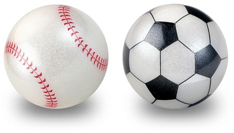 Perixx PERIPRO-303X2F 1,34 Zoll Sport Trackball 2er Pack - Fun Novelty Baseball und Fußball Design - Kompatibel für M570, M575, PERIMICE-517/520/717/720, und andere 1,34 Zoll Trackball Maus