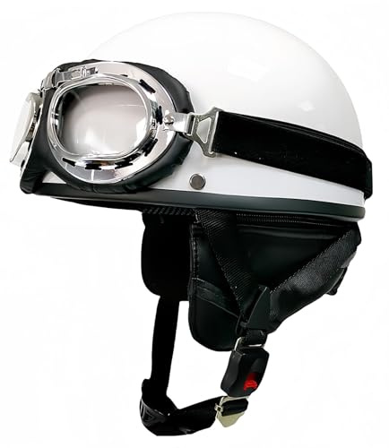 Retro-Motorradhelm, Moped-Helm mit Schutzbrille, Motorrad, Helikopter, Erwachsener, Street-Cruiser-Helm, Retro-Jet-Helm, ECE/DOT-Zulassung