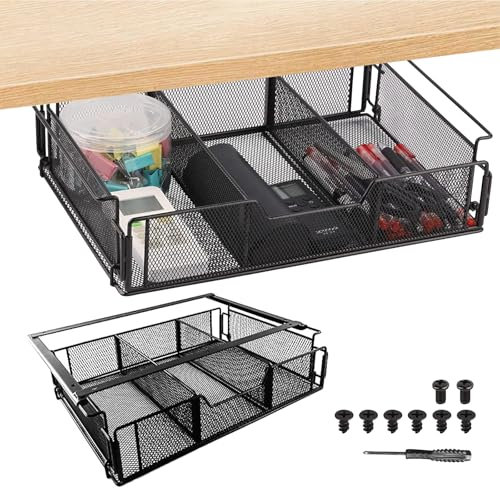 ACESOME Under Desk Slide Out Kitchen Storage Shelf - Extendable Heavy Duty Drawer, Perfect for Desk, Cupboards & Living Room