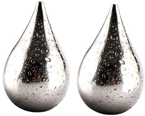 SHOWERORO 2pcs Water Drop Shape Stainless Steel Ice Cubes Whiskey Stones Chilling Stones Reusable Beer Ice Cubes for Wine Metal