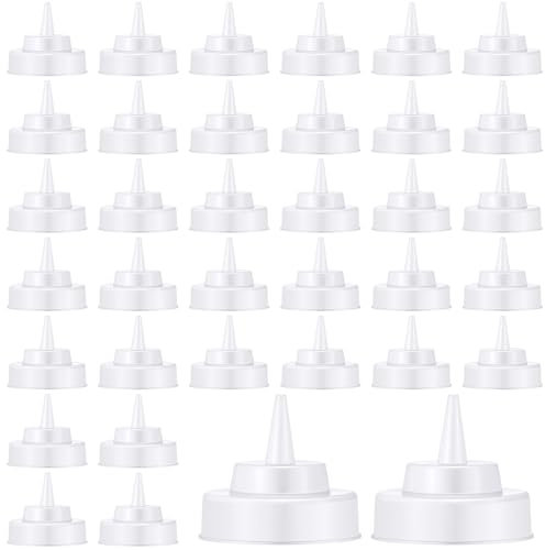 Tioncy 36 Pcs Squeeze Bottle Replacement Cap Natural Wide Cone Tip Caps Natural Diameter 2.76inch Dispensing Caps, Replacement Caps for Squeeze Bottles for 63mm Wide Mouth Squeeze Bottles