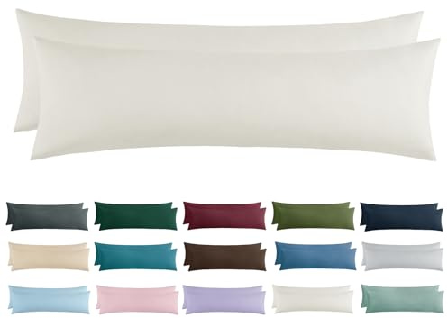 Aisbo Kissenbezug 40x145 2er Set - Seitenschläferkissen Bezug 40 x 145 Beige mit Reißverschluss aus Mikrofaser Weich, ÖKO-TEX Kopfkissenbezug 145x40 für Seitenschläfer Kissen