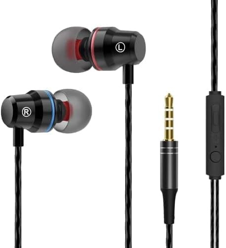 Wired Headphones, In-Ear Noise-Canceling 3.5mm Jack Plug Earphones, In-Ear Tangle-Free Cable With Improved Deep Bass Stereo Sound HIFI Earbuds With Microphone,