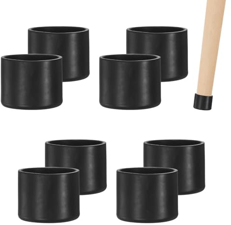 M METERXITY 8-Pack Chair Leg Caps, 1-3/8 Inch(35mm) PVC Chair Leg Floor Protectors for Folding Chairs/Metal Chairs/Furniture Table/Hardwood Floors, Round Non-Slip Cover End Tips [Black]