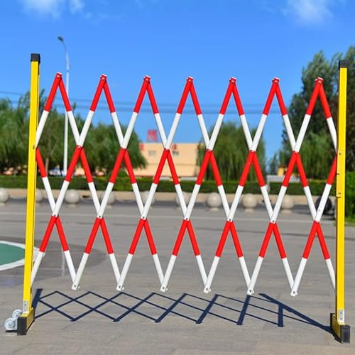 asdchZen Verkehrszaun, Mobiles Sicherheitsbarrieretor, Erweiterbares Metallbarrikadentor, Einziehbares Einfahrtstor Für Arbeitsbereiche, Garagen, Einkaufszentren,Red,1.2x5m