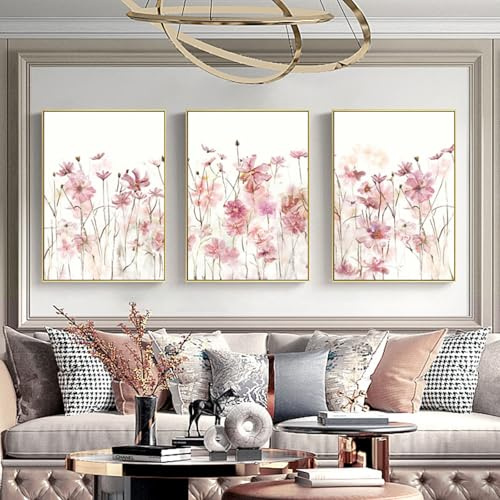 champracer 3 Stück Wildblumen Wandbilder Wildblumen Leinwand Bilder Botanische Blumen Leinwand Bilder für Schlafzimmer Wohnzimmer Deko Ohne Rahmen (50 * 70cm)