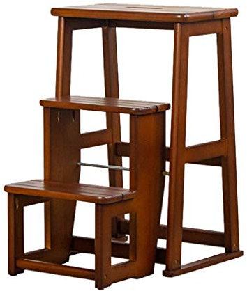 Sgabello pieghevole a 3 gradini per adulti, portatile, leggero, da cucina, ufficio, con ripiano portaoggetti, marrone, pieghevole, scaletta